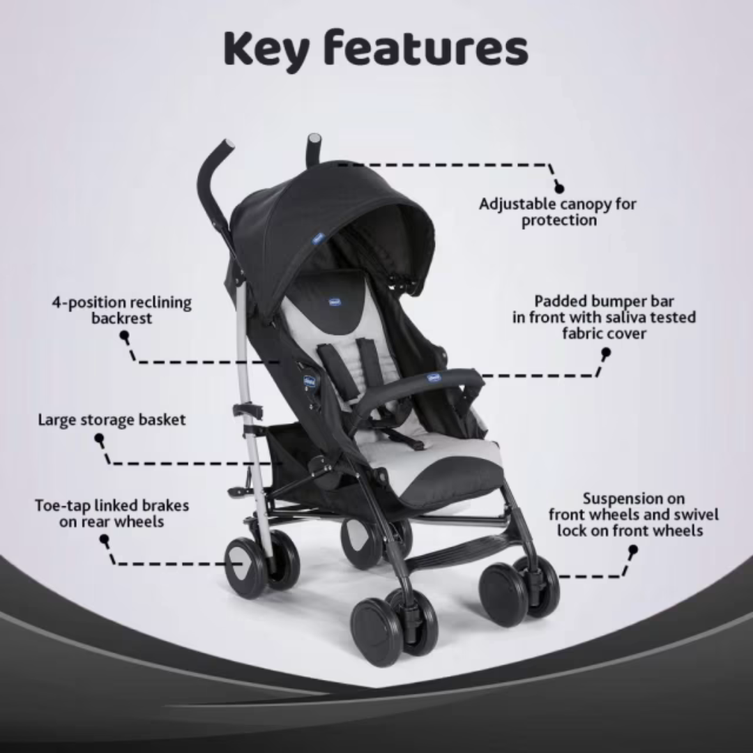 Chicco Stroller: Echo w bumper bar-Stone – NXT Sport and Health